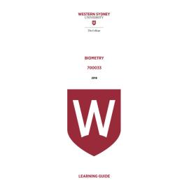 Learning Guide - 700033 Biometry Term 1 (T1) 2018