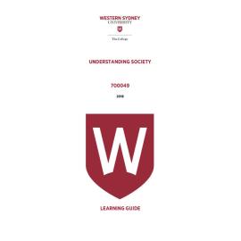 Learning Guide - 700049 Understanding Society Term 1 (T1) 2018