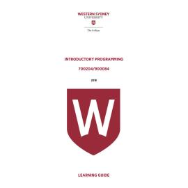 Learning Guide - 700204 / 900084 Introductory Programming Term 1 (T1) 2018