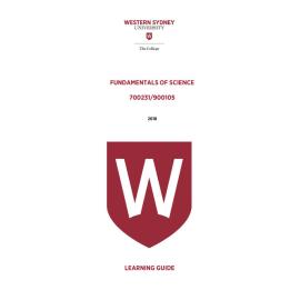 Learning Guide - 700231 / 900105 Fundamentals of Science Term 1 (T1) 2018