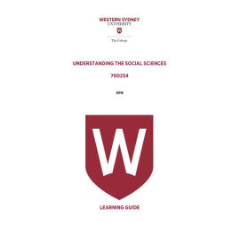Learning Guide - 700234 Understanding the Social Sciences Term 1 (T1) 2018