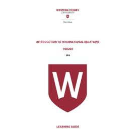 Learning Guide - 700268 Introduction to International Relations Term 1 (T1) 2018