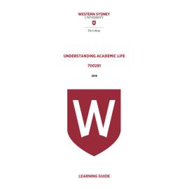 Learning Guide - 700281 Understanding Academic Life Term 1 (T1) 2018