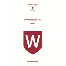 Learning Guide - 700007 Statistics for Business Term 2 (T2) 2018