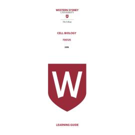 Learning Guide - 700125 Cell Biology Term 2 (T2) 2018