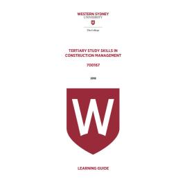 Learning Guide - 700167 TSS in Construction Management Term 2 (T2) 2018