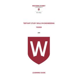 Learning Guide - 700169 Tertiary Study Skills in Engineering Term 2 (T2) 2018