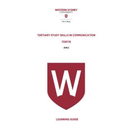 Learning Guide - 700176 TSS in Communication Term 2 (T2) 2018
