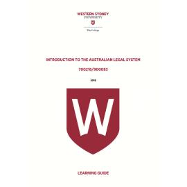 Learning Guide - 700216 / 900083 Introduction to the Australian Legal System Term 2 (T2) 2018