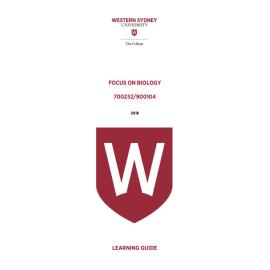Learning Guide - 700232 / 900104 Focus on Biology Term 2 (T2) 2018