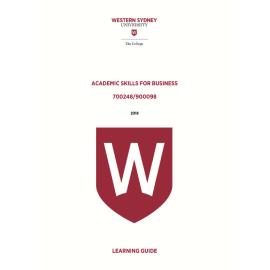 Learning Guide - 700248 / 900098 Academic Skills for Business Term 2 (T2) 2018