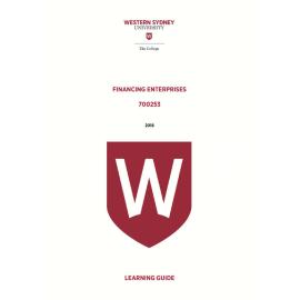 Learning Guide - 700253 Financing Enterprises Term 2 (T2) 2018