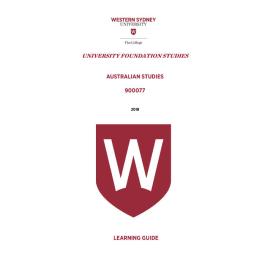 Learning Guide - 900077 Australian Studies Term 2 (T2) 2018