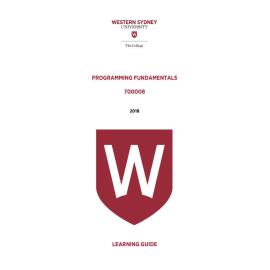 Learning Guide - 700008 Programming Fundamentals Term 3 (T3) 2018