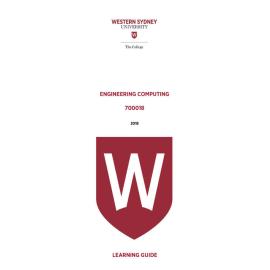 Learning Guide - 700018 Engineering Computing Term 3 (T3) 2018