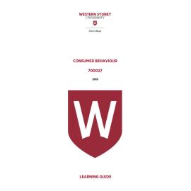 Learning Guide - 700027 Consumer Behaviour Term 3 (T3) 2018