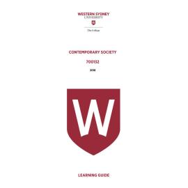 Learning Guide - 700132 Contemporary Society Term 3 (T3) 2018