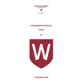 Learning Guide - 700152 Engineering Materials Term 3 (T3) 2018