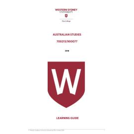 Learning Guide - 700213 / 900077 Australian Studies Term 3 (T3) 2018
