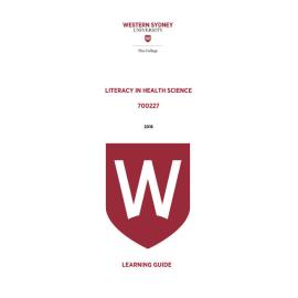 Learning Guide - 700227 Literacy in Health Science Term 3 (T3) 2018