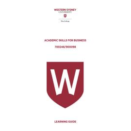 Learning Guide - 700248 / 900098 Academic Skills for Business Term 3 (T3) 2018