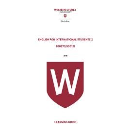 Learning Guide - 700271 / 900121 English for International Students 2 Term 3 (T3) 2018