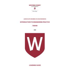Learning Guide - 700149 Introduction to Engineering Practice Quarter 1 (Q1) 2019