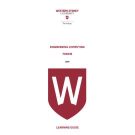 Learning Guide - 700018 Engineering Computing Term 1 (T1) 2019