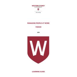 Learning Guide - 700030 Managing People at Work Term 1 (T1) 2019
