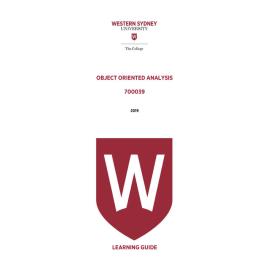 Learning Guide - 700039 Object Oriented Analysis Term 1 (T1) 2019
