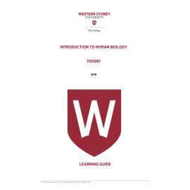 Learning Guide - 700061 Introduction to Human Biology Term 1 (T1) 2019