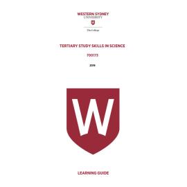 Learning Guide - 700173 TSS in Science Term 1 (T1) 2019