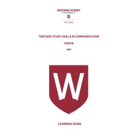 Learning Guide - 700176 TSS in Communication Term 1 (T1) 2019