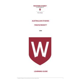 Learning Guide - 700213 / 900077 Australian Studies Term 1 (T1) 2019