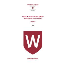 Learning Guide - 700267 Issues in World Development_Rich World Poor World Term 1 (T1) 2019