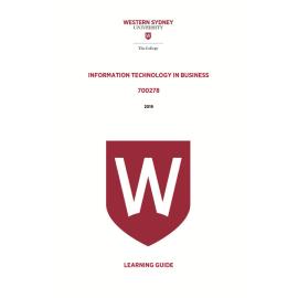 Learning Guide - 700278 Information Technology in Business Term 1 (T1) 2019