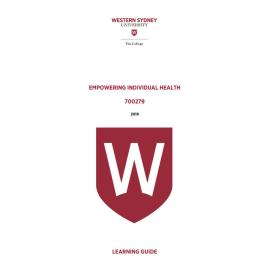 Learning Guide - 700279 Empowering Individual Health Term 1 (T1) 2019