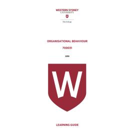 Learning Guide - 700031 Organisational Behaviour Term 2 (T2) 2019