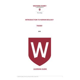 Learning Guide - 700061 Introduction to Human Biology Term 2 (T2) 2019