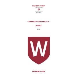 Learning Guide - 700062 Communication in Health Term 2 (T2) 2019 LG_v5.0