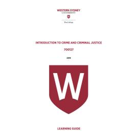 Learning Guide - 700127 Introduction to Crime and Criminal Justice Term 2 (T2) 2019