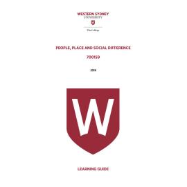 Learning Guide - 700159 People Place and Social Difference Term 2 (T2) 2019