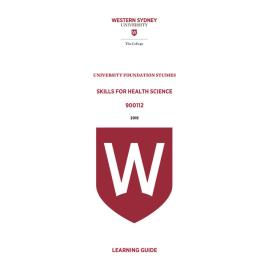 Learning Guide - 900112 Skills for Health Science Term 2 (T2) 2019