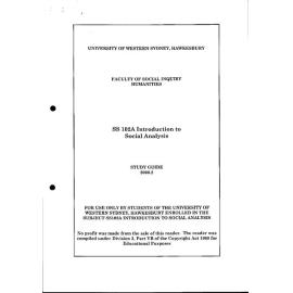 Study Guide - Introduction to Social Analysis (SS102A) - Spring 2000