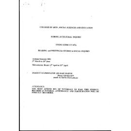 Study Guide - Reading & Writing for Studies in Social Inquiry (CT107A) - Autumn 2001