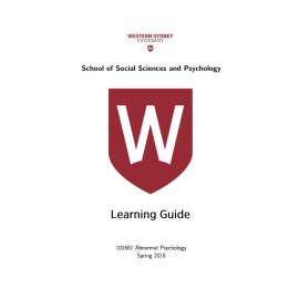 Learning Guide - Abnormal Psychology (101681) - Spring 2018