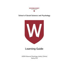 Learning Guide - Abnormal Psychology (online) (Online) (102538) - Spring 2018
