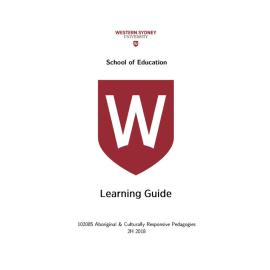 Learning Guide - Aboriginal & Culturally Responsive Pedagogies (102085) - 2H 2018