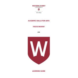 Learning Guide - Academic Skills for Arts (700211 / 900097) - The College 2018