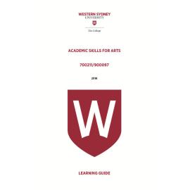 Learning Guide - Academic Skills for Arts (700211 / 900097 ) - The College 2018